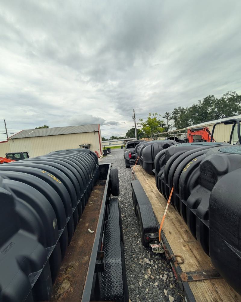 Drainfield chambers staged and ready to go in.
